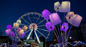 Brussels big wheel lit up at night