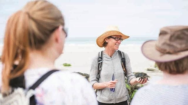 A woman giving a talk about Foraging 