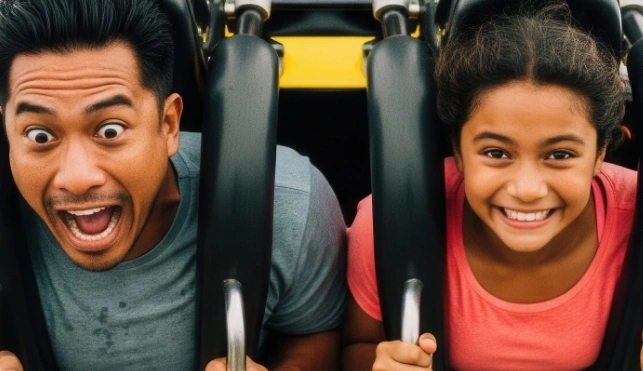 Couple on a roller coaster