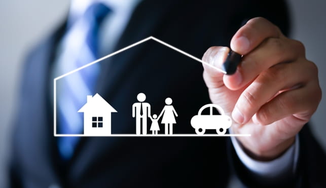 Diagram of a house with icons